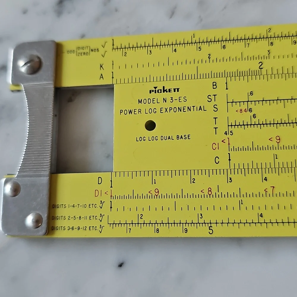 Vintage Pickett N-3-ES Power Log Exponential Slide Rule With Leather Case - Picture 2 of 15